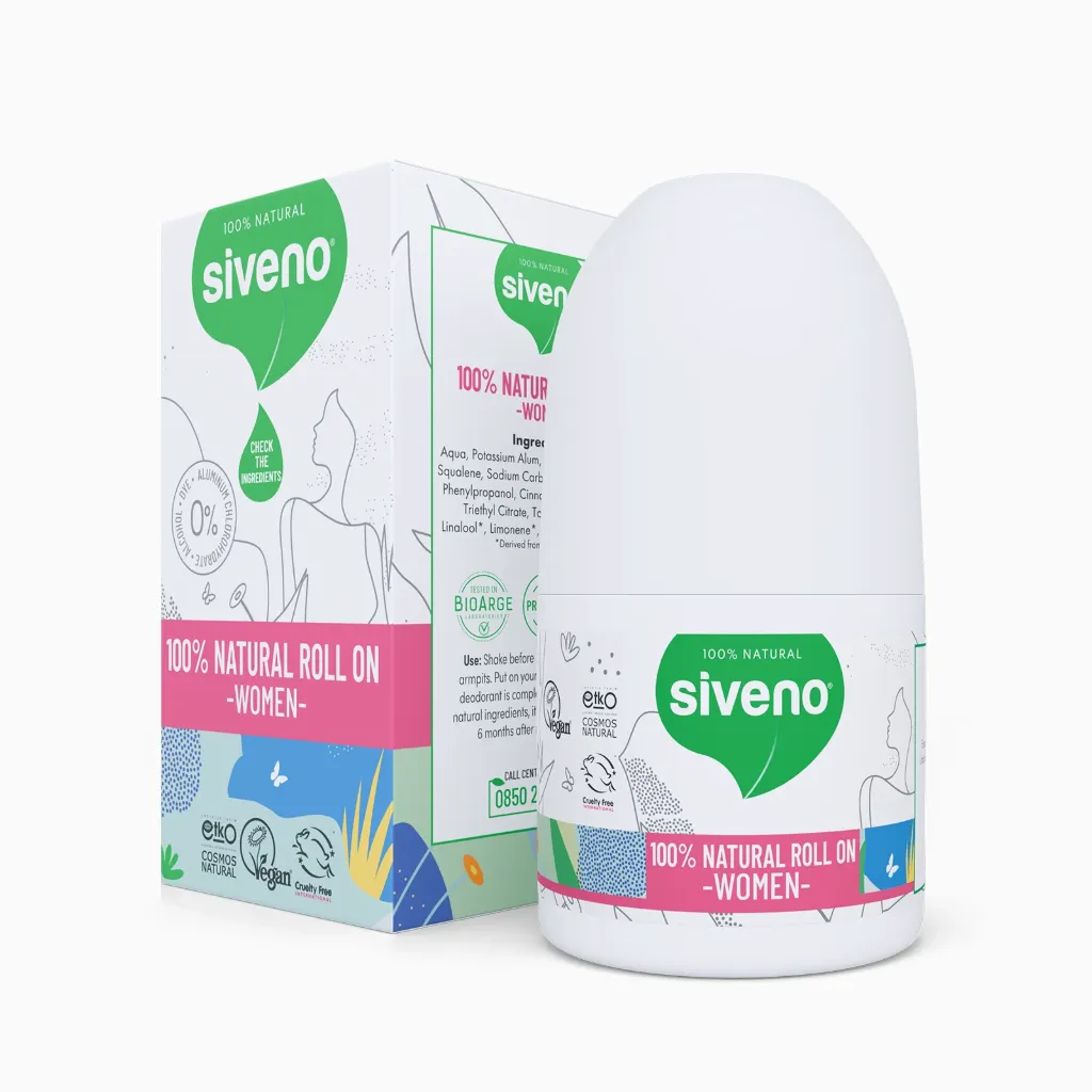 Siveno Natuurlijke Roll-On Deodorant voor Vrouwen, Vegan Kruidenformule, 50 ml