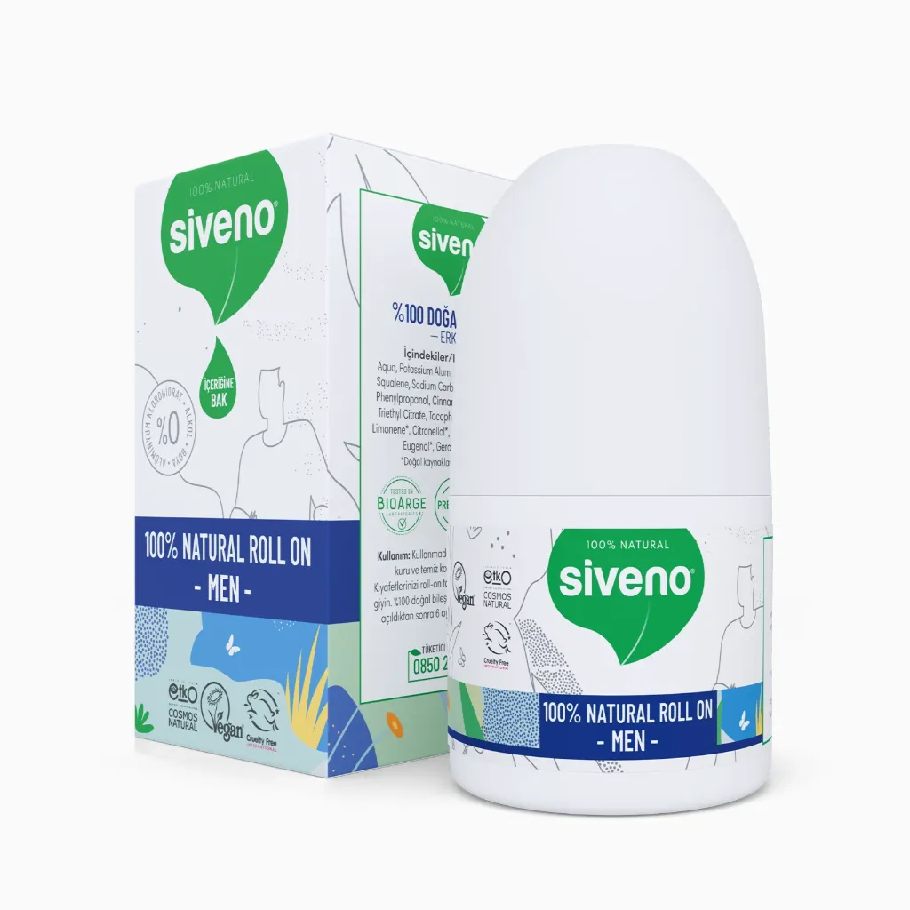 Siveno Natuurlijke Roll-On Deodorant voor Mannen, Vegan Kruidenformule, 50 ml