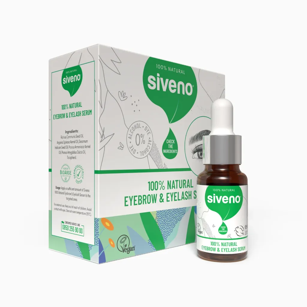 Siveno Natuurlijke Wenkbrauw- & Wimperserum, Intensieve Verzorging, Verdikkend & Versterkend, Vegan, 10 ml