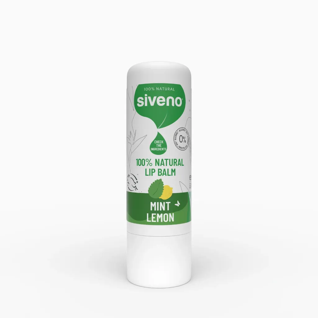 [MSIV-000101] Siveno Natuurlijke Lippenverzorgende Balm, Munt & Citroen, Hydraterend & Glanzend, 6 g