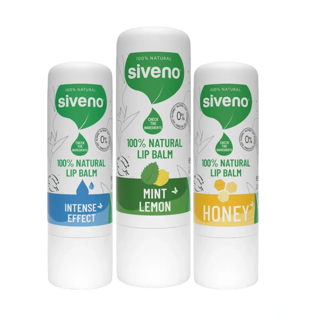 Siveno 100% Natural Lip Balm – Honey, Mint Lemon & Intense – 3 Pieces